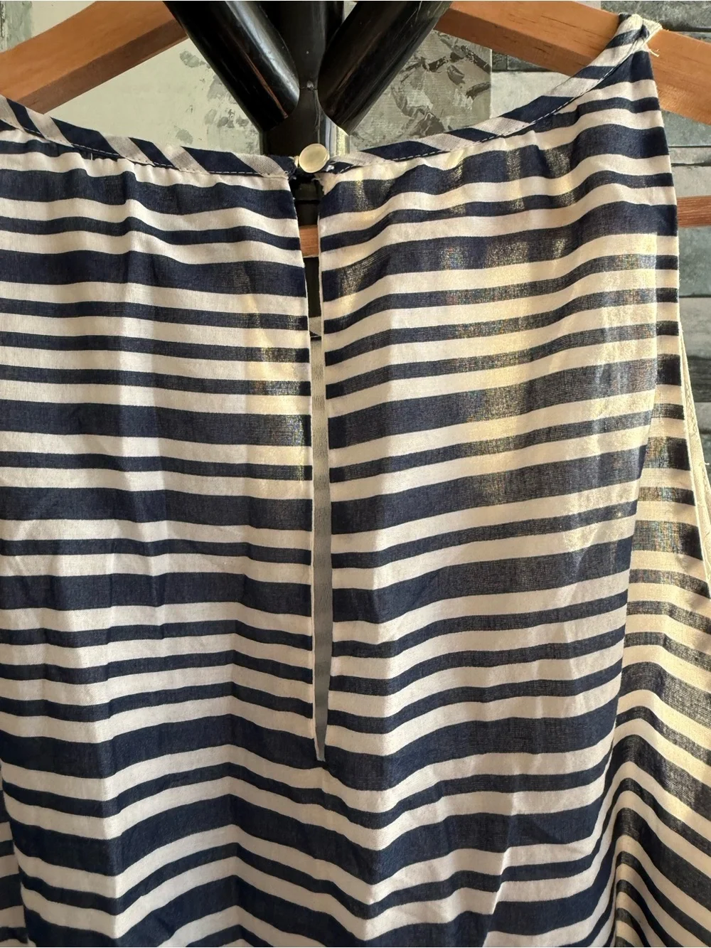 Old Navy Striped Navy & White Drop-Waist Dress with Yellow Hem